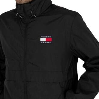 Tommy Jeans herenblouson met klassiek logo en vlagmotief - maat S Zwart