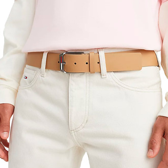 Tommy Jeans herenriem met geëmailleerde vlag Beige - 90 cm