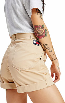 Tommy Jeans Korte Tommy Jeans dameslogoplaat Beige - 25 (Taille)