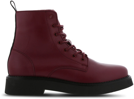 Tommy Jeans Lace Up Flat Sneakers Dames - Rood - Maat 37 - Leer Red