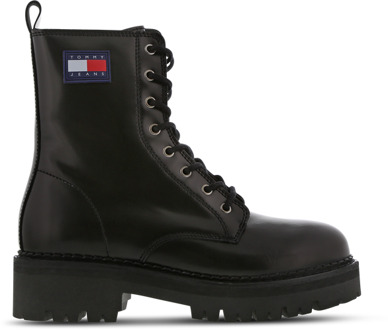 Tommy Jeans Lace Up Sneakers Dames - Zwart - Maat 37 - Leer Black