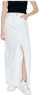 Tommy Jeans Lange Rok Lente/Zomer Collectie Tommy Jeans , White , Dames - W32,W26,W27,W28,W31,W30,W25