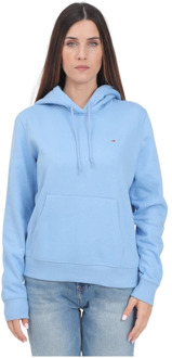 Tommy Jeans Lichtblauwe hoodie met vlagborduursel Tommy Jeans , Blue , Dames - L