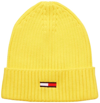 Tommy Jeans Muts- tjm vlag rib beanie Tommy Jeans , Yellow , Heren - ONE Size