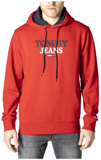 Tommy Jeans Organisch Katoenen Heren Hoodie Tommy Jeans , Red , Heren - 2XL