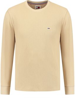 Tommy Jeans Regular Waffle Longsleeve Shirt Heren beige - XXL