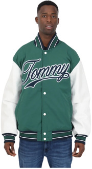 Tommy Jeans Sportieve College Stijl Jas Tommy Jeans , Green , Heren - L,M