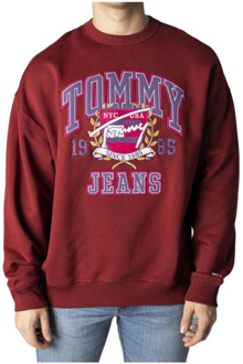 Tommy Jeans Stijlvolle Heren Hoodie Tommy Jeans , Red , Heren - S