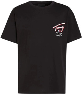 Tommy Jeans T-Shirt- TJM REG 3D Street Signtr TEE EXT S/S Tommy Jeans , Black , Heren - Xl,L,M,S