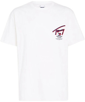 Tommy Jeans T-Shirt- TJM REG 3D Street Signtr TEE EXT S/S Tommy Jeans , White , Heren - Xl,L,M,S