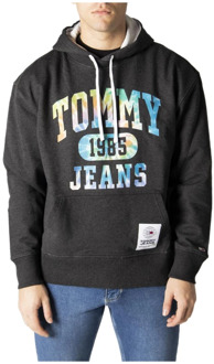 Tommy Jeans Zwarte Print Hoodie Tommy Jeans , Black , Heren - Xl,L,M,S,Xs