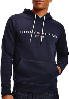 Tommy Logo Hoody  Sporttrui - Maat XL  - Mannen - donker blauw