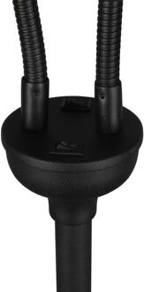 Tommy vloerlamp, zwart/goud, hoogte 130 cm, 2-lamps stof matzwart, goud