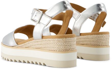 Toms Diana Leren Vrouwen Zilveren Wedges - EU 40.5 / UK 7