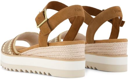 Toms Diana Wedge Leer Dames Donker Beige Sandalen - EU 42 / UK 8