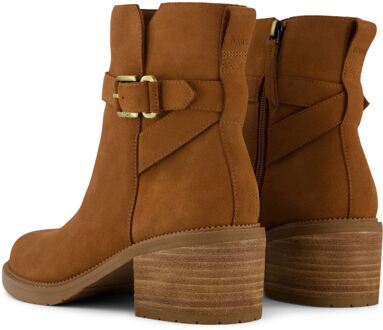 Toms Hailey Buckle Leren Dames Enkellaarsjes Amberbruin met Hak - maat