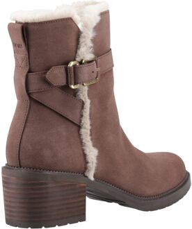 Toms Hailey Buckle Leren Dames Enkellaarsjes in Eikenbruin met Hakken