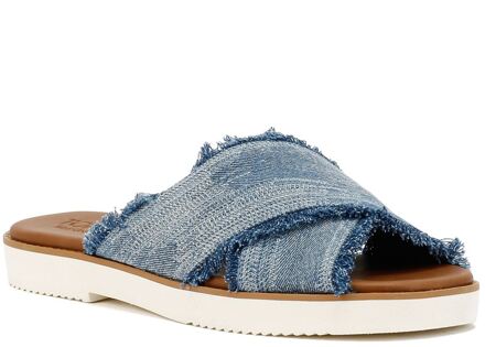 Toms Mae Crossover Denim Dames Blauwe Sandalen