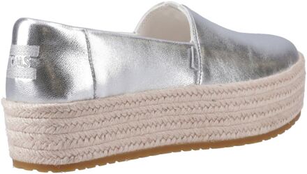 Toms Valencia Leren Vrouwen Espadrilles Zilver