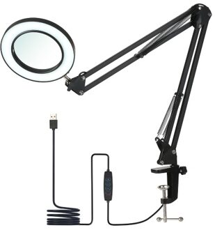 Tomshine Flexible Clamp-on Table Lamp with 8x Magnifier Swing Arm Dimmable LEDs Desk Light 3 Color Modes & 10 Brightness Levels Reading Working Studying Light