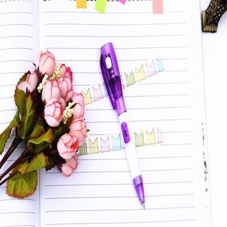 Tomtosh/1 Stuks/Leuke Creatieve Briefpapier Led Zaklamp Multifunctionele Balpen Paars / Blauw