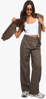 Tonal Flannel Broek Met Rechte Pijpen Op Maat, Chocolate - 38