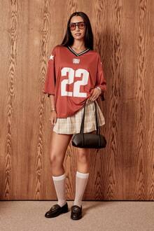 Tonal Flannel Geplooide Micro Mini Rok, Stone - 44