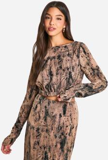 Tonal Tie Dye Losse Pasvorm Geweven Crop, Taupe - 36