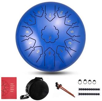 Tong Drum 12 Inch Staal Tong Drum Set 13 Tune Hand Pan Drum Pad Tank Sticks Draagtas Slaginstrumenten accessoires diep blauw