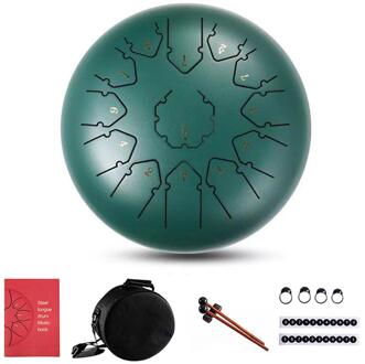 Tong Drum 12 Inch Staal Tong Drum Set 13 Tune Hand Pan Drum Pad Tank Sticks Draagtas Slaginstrumenten accessoires groen