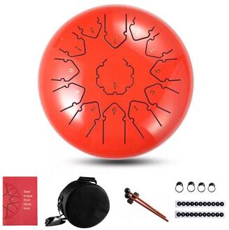 Tong Drum 12 Inch Staal Tong Drum Set 13 Tune Hand Pan Drum Pad Tank Sticks Draagtas Slaginstrumenten accessoires rood