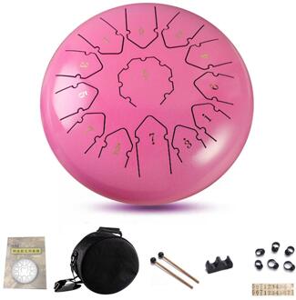 Tong Drum 12 Inch Staal Tong Drum Set 13 Tune Hand Pan Drum Pad Tank Sticks Draagtas Slaginstrumenten accessoires roze