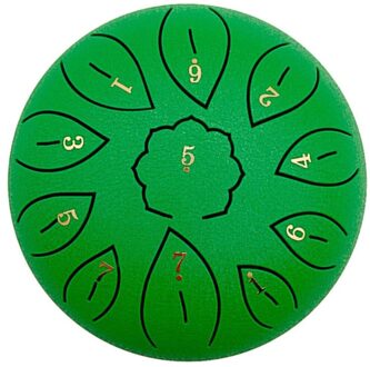 Tong Drum 6 Inch Staal Tong Drum Set 8 Tune Hand Pan Drum Pad Tank Sticks Draagtas Slaginstrumenten accessoires groen