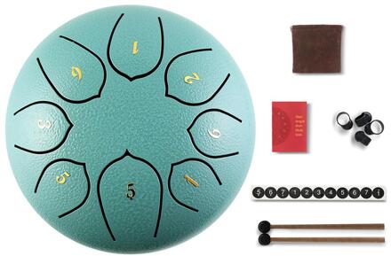 Tong Drum 6 Inch Staal Tong Drum Set 8 Tune Hand Pan Drum Pad Tank Sticks Draagtas Slaginstrumenten accessoires lucht blauw