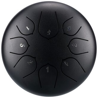 Tong Drum 6 Inch Staal Tong Drum Set 8 Tune Hand Pan Drum Pad Tank Sticks Draagtas Slaginstrumenten accessoires zwart