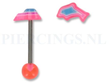 Tongpiercing acryl dolfijn roze-paars-blauw