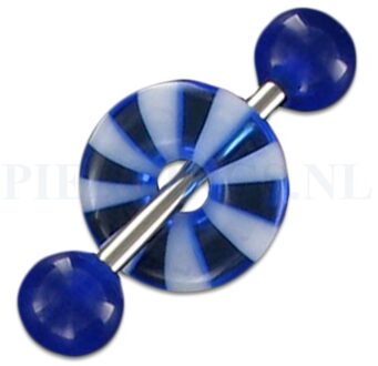 Tongpiercing acryl donut blauw strandbal