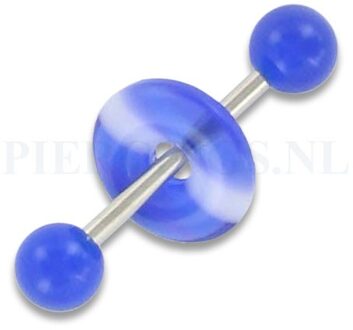 Tongpiercing acryl donut blauw streep