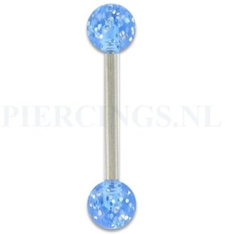 Tongpiercing acryl glitter blauw
