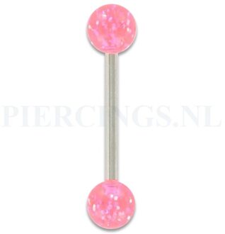 Tongpiercing acryl glitter roze