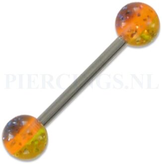 Tongpiercing acryl glitters geel oranje blauw