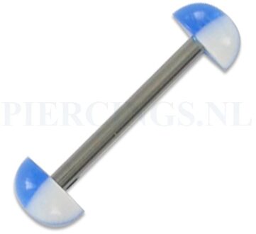 Tongpiercing acryl halve bal blauw wit