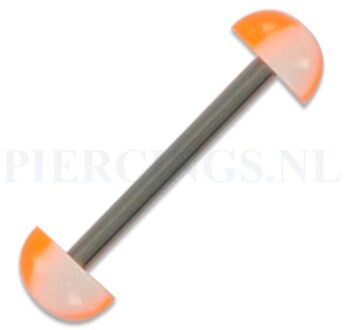 Tongpiercing acryl halve bal geblokt oranje-wit