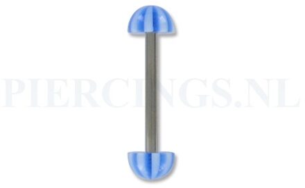 Tongpiercing acryl halve strandbal blauw