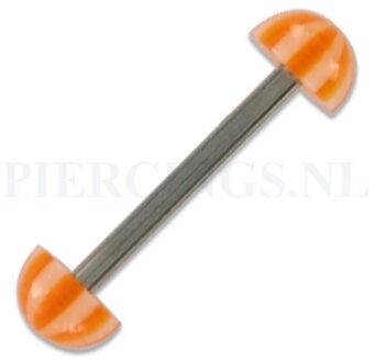 Tongpiercing acryl halve strandbal oranje