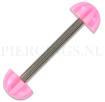 Tongpiercing acryl halve strandbal roze wit