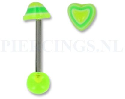 Tongpiercing acryl hart geel