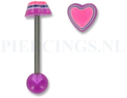 Tongpiercing acryl hart paars-roze