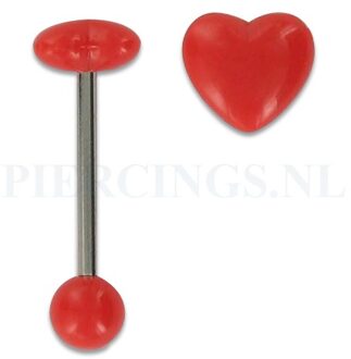Tongpiercing acryl hart rood