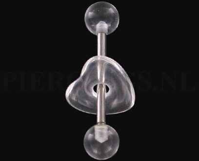Tongpiercing acryl met donut hart doorzichtig